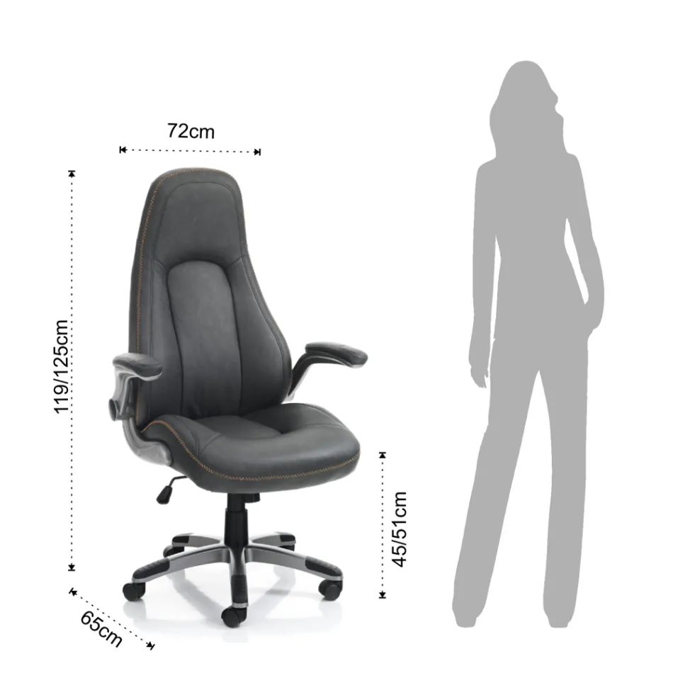 Fåtölj i grått syntetiskt läder med åldrad effekt - Renio Viadurini