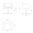 Tygfåtölj med svängbart lyxigt metallfot Tillverkad i Italien - Bergen Viadurini