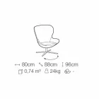 Tygfåtölj med vridbar bas i ädelmetall tillverkad i Italien - Papaya Viadurini