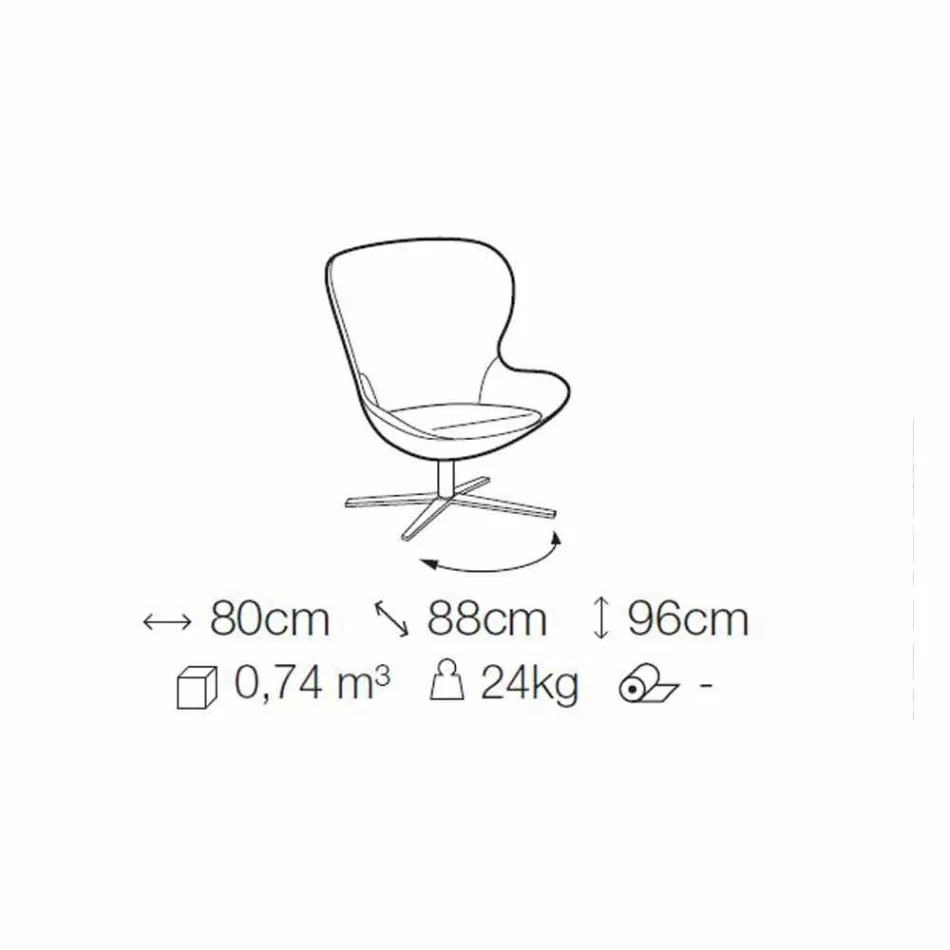 Tygfåtölj med vridbar bas i ädelmetall tillverkad i Italien - Papaya Viadurini