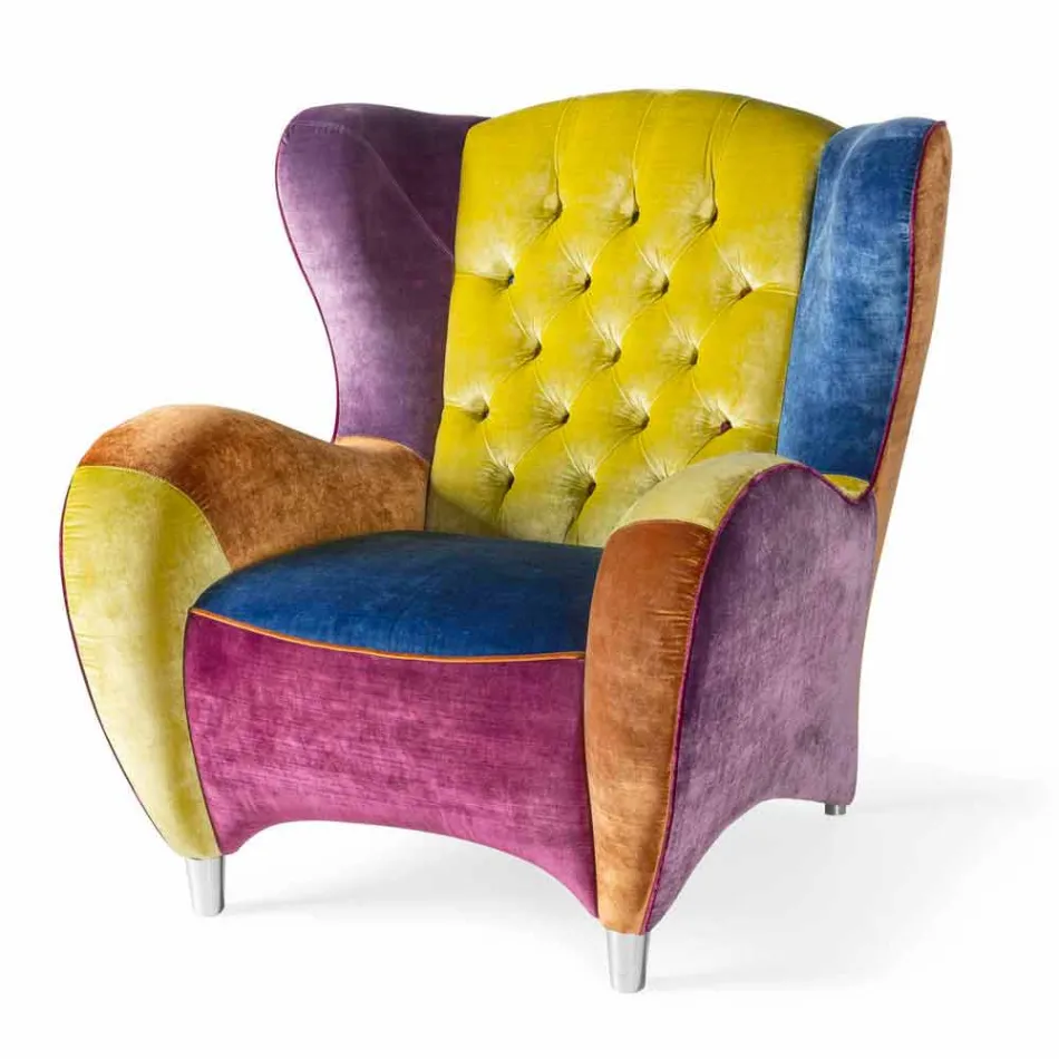 sammetsfåtölj arbetade vadde och räfflad kant Schinke Viadurini