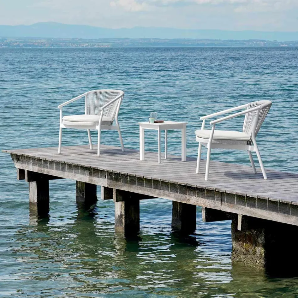 Garden Lounge fåtölj klädd tyg och aluminium - Smart av Varaschin Viadurini