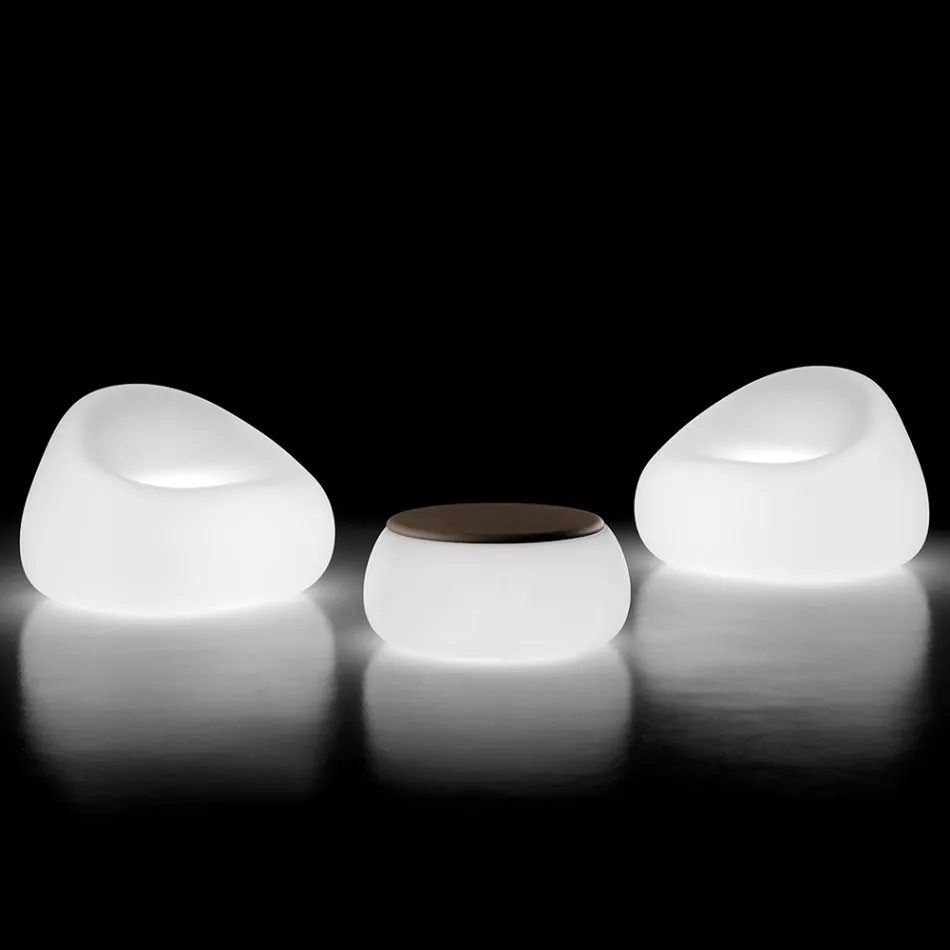 Lysande utomhusfåtölj med LED-ljus i polyeten Tillverkad i Italien - Ervin Viadurini