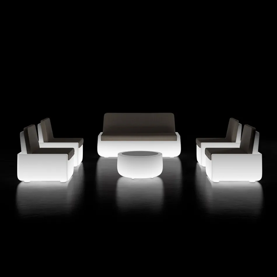 Ljus utomhusfåtölj i polyeten med kudde Tillverkad i Italien - Belida Viadurini