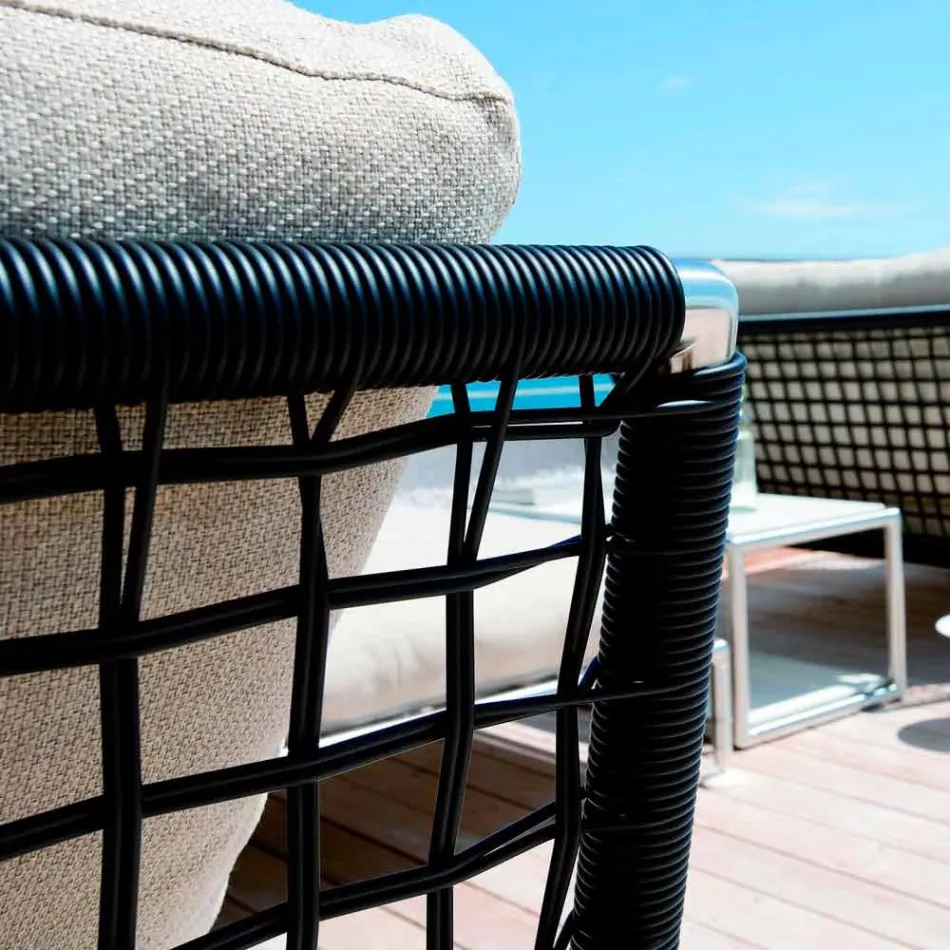 Modern fåtölj i stål och svart eller vit PVC för utomhusbruk - Ontario2 Viadurini