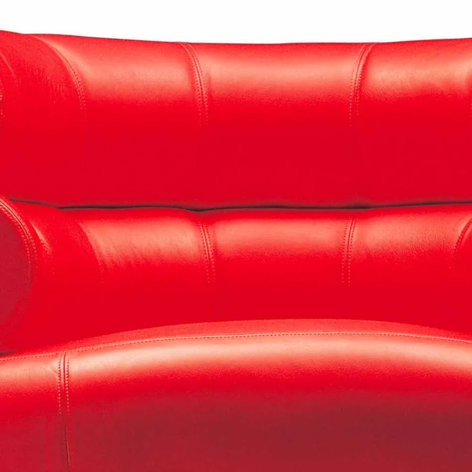 Modern fåtölj stoppad i läder med stålbotten tillverkad i Italien - Ostilio Viadurini