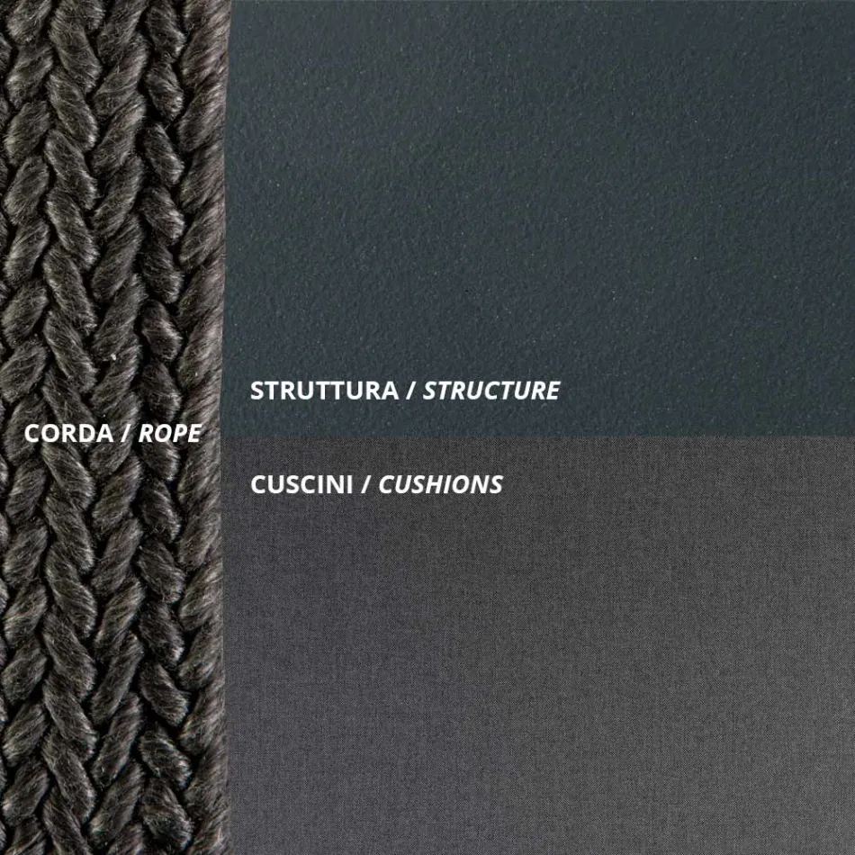 Utomhusfåtölj i stål Olika storlekar och kuddar medföljer Tillverkad i Italien - Bronn Viadurini