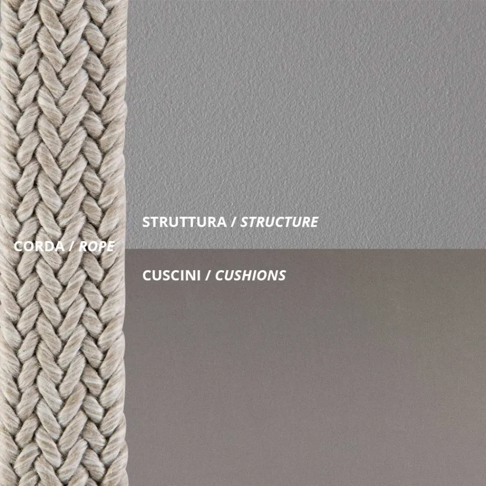 Utomhusfåtölj i stål Olika storlekar och kuddar medföljer Tillverkad i Italien - Bronn Viadurini