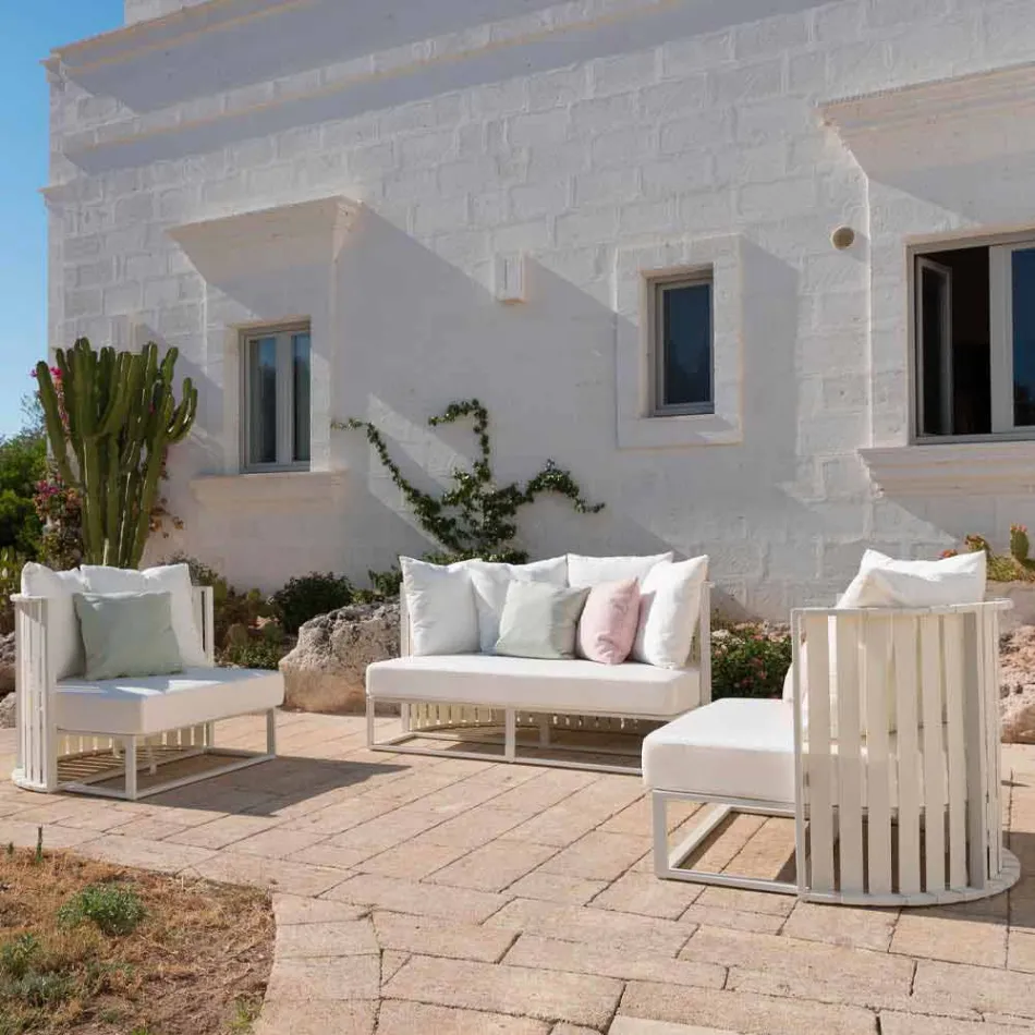 Utomhusfåtölj i aluminium och lyxiga rep 3 ytor - Julie Viadurini