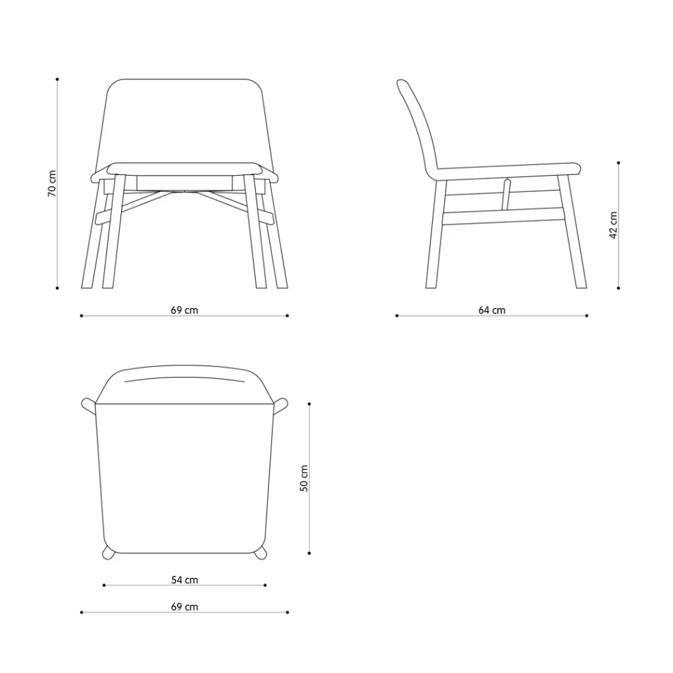 Fin Fåtölj i tyg eller sammet med bokbotten Tillverkad i Italien - Molde Viadurini