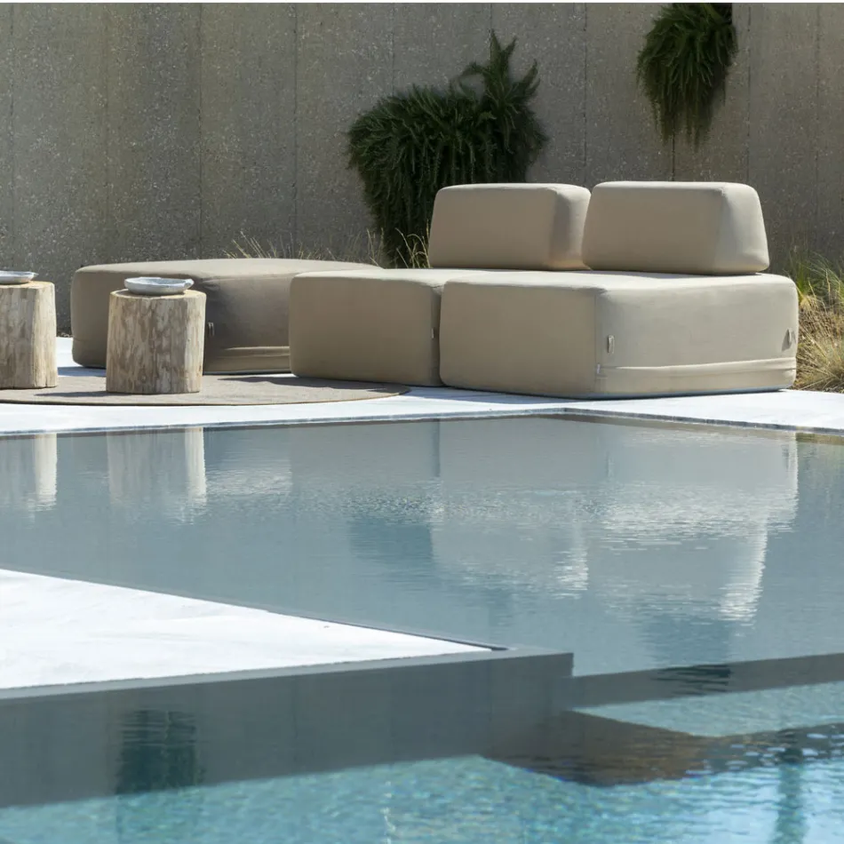 Utomhus fyrkantig fåtölj klädd i tyg Made in Italy - Lilium Viadurini