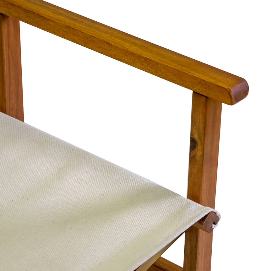 Regissörsstol i oljat akaciaträ Naturfärg - Teknisk Viadurini