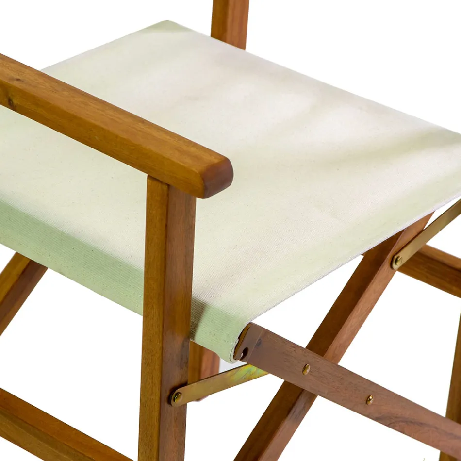 Regissörsstol i oljat akaciaträ Naturfärg - Teknisk Viadurini