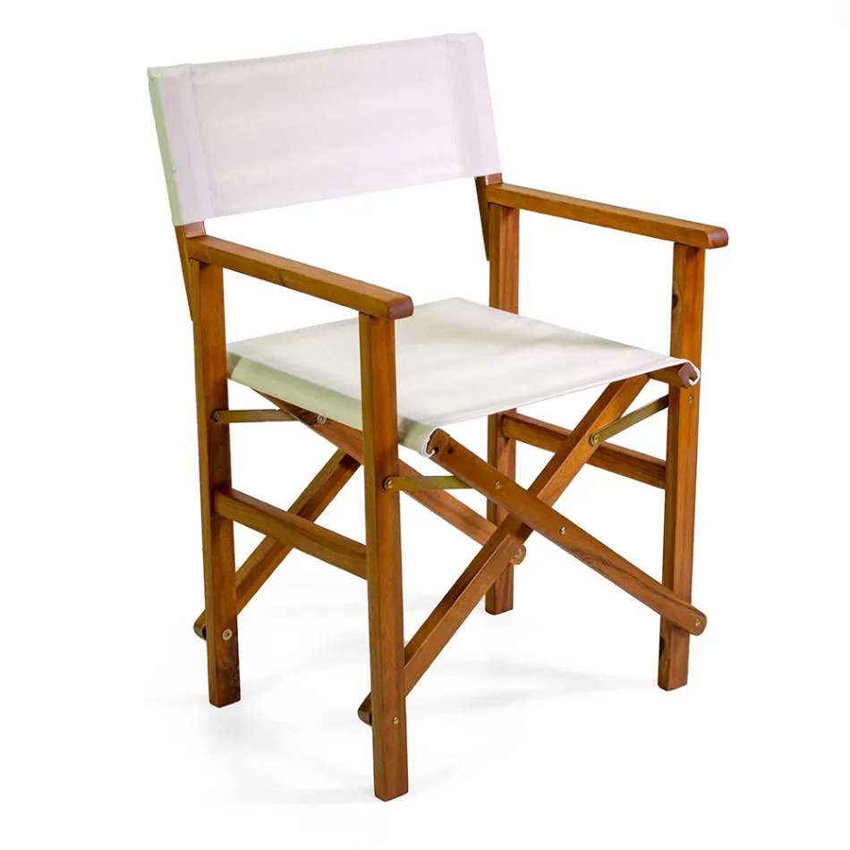 Regissörsstol i oljat akaciaträ Naturfärg - Teknisk Viadurini