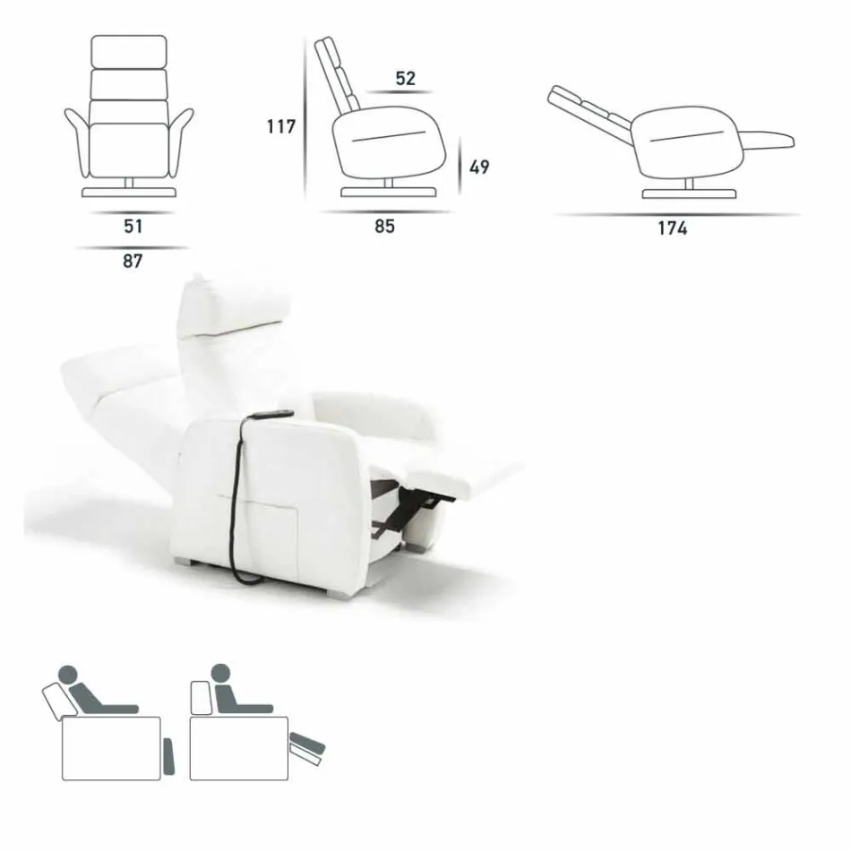 Svängbar fåtölj Bluma med klädsel i tyg / läder / konstläder Viadurini