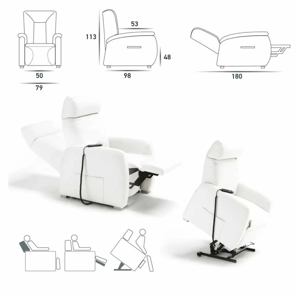 Avslappnande fåtölj i rosédesign med 2 motorer, tillverkad i Italien Viadurini