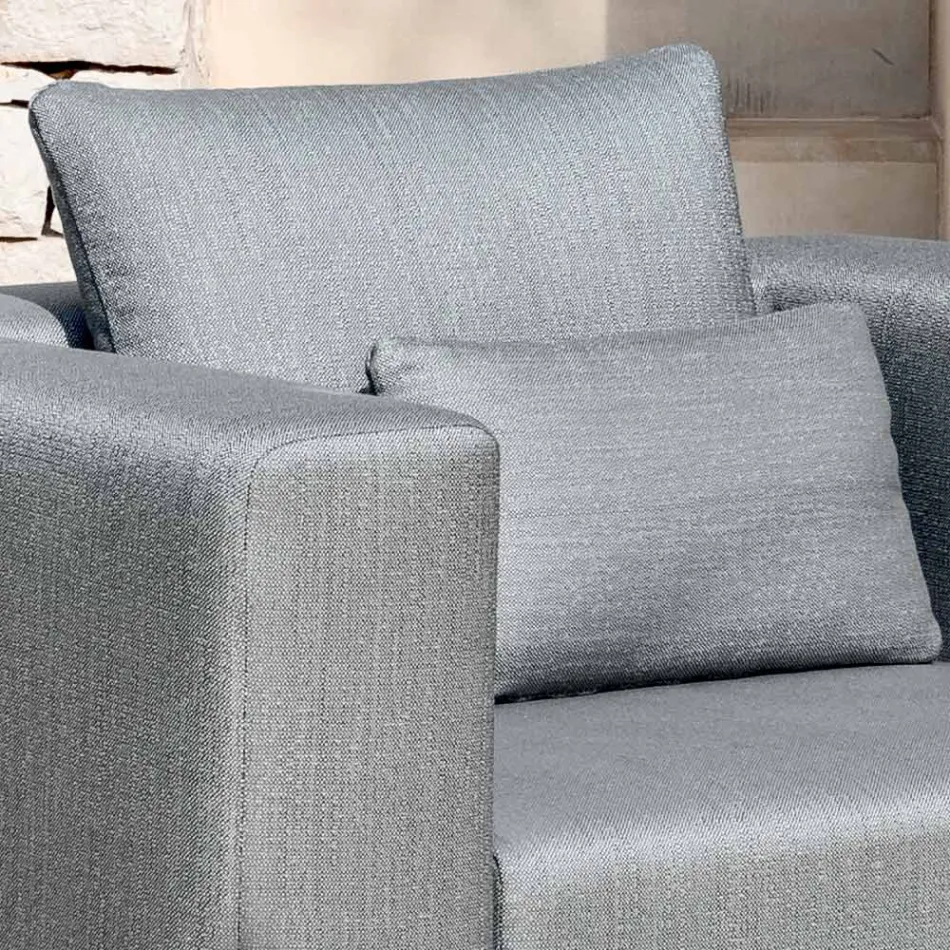 Avkopplande trädgårdsfåtölj i aluminium och tyg, design i 3 ytskikt - Filomena Viadurini