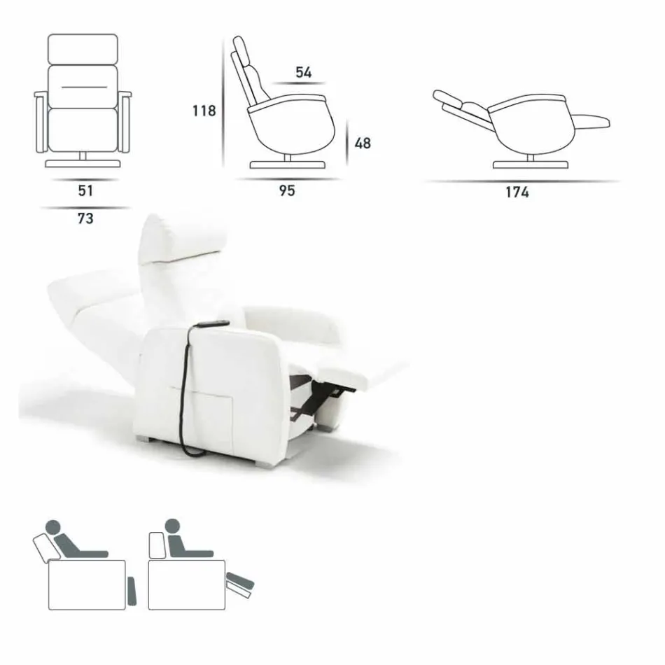 Svängbar fåtölj Gemma med klädsel i tyg / läder / konstläder Viadurini