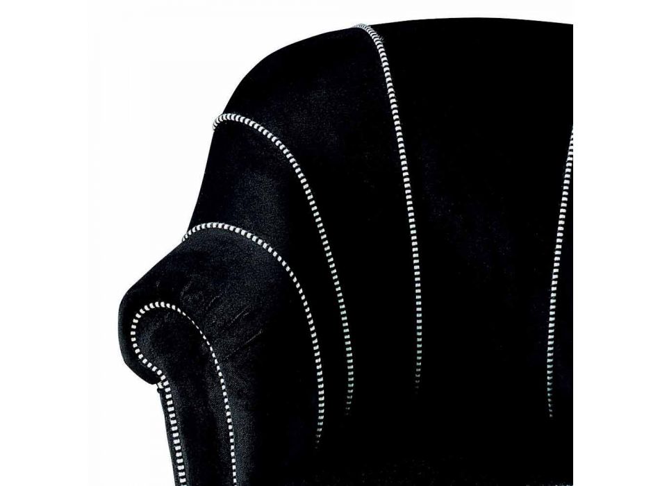 Lounge fåtölj i svart sammet med kontrastsömmar tillverkad i Italien - Caster Viadurini