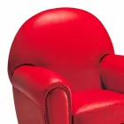 Vardagsrumsfåtölj täckt i läder med träfötter tillverkade i Italien - Pegolo Viadurini