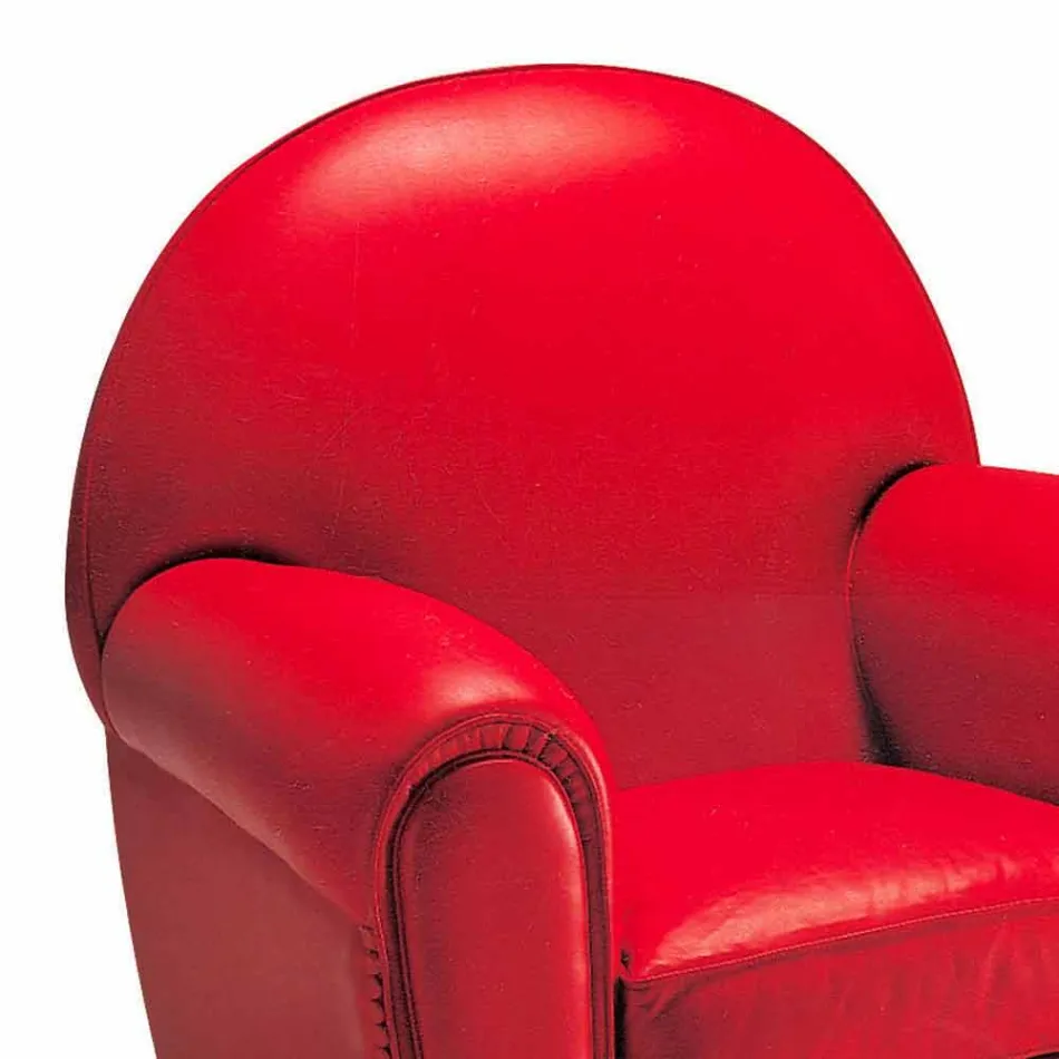 Vardagsrumsfåtölj täckt i läder med träfötter tillverkade i Italien - Pegolo Viadurini