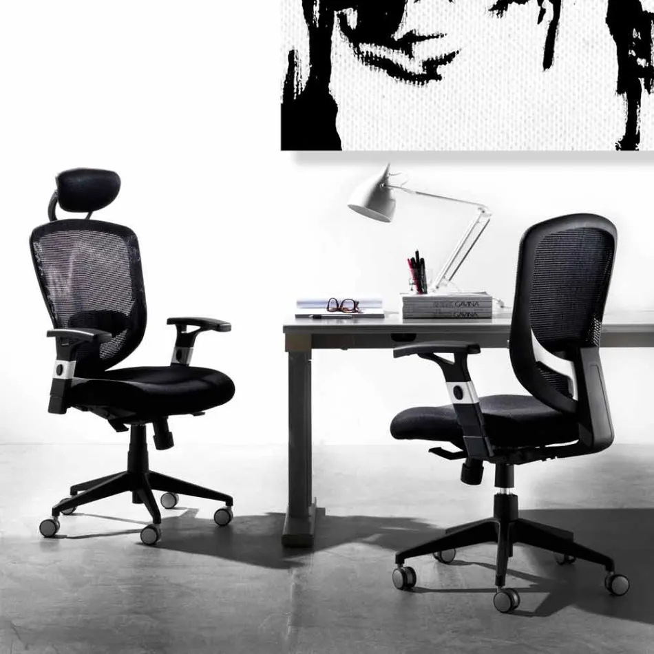 Semidirektionell och operationell modern svängbar fåtölj i Black Reta - Simona Viadurini