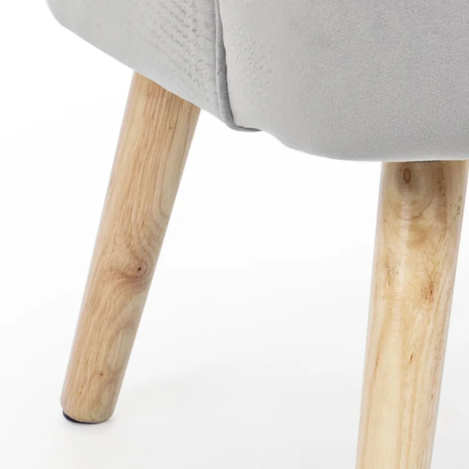 Vardagsrumsfåtölj i trä och sammetseffekt Skandinavisk design - Cinzio Viadurini