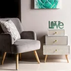 Vardagsrumsfåtölj i trä och sammetseffekt Skandinavisk design - Cinzio Viadurini