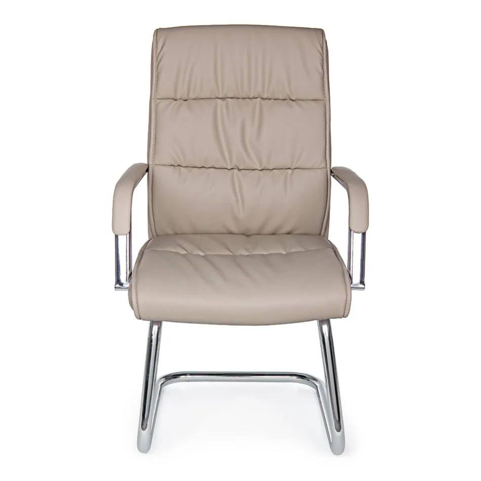 Släde Kontorsstol Stål och Eco-läder med armstöd 2 st - Monaldo Viadurini