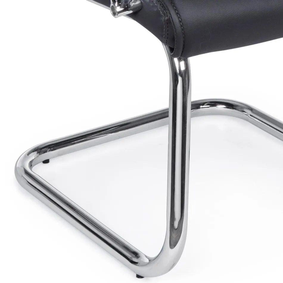 Släde Kontorsstol Stål och Eco-läder med armstöd 2 st - Monaldo Viadurini