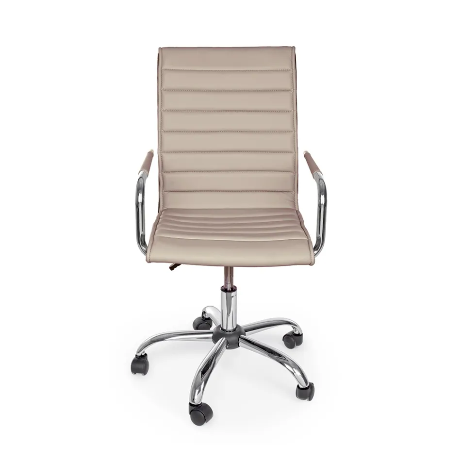 Ergonomisk kontorsfåtölj med armstöd i stål och konstläder - Mantica Viadurini