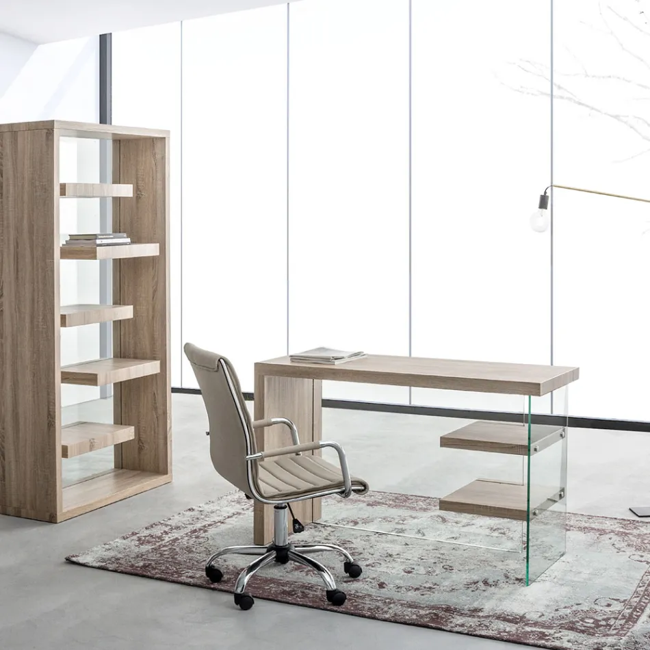 Ergonomisk kontorsfåtölj med armstöd i stål och konstläder - Mantica Viadurini