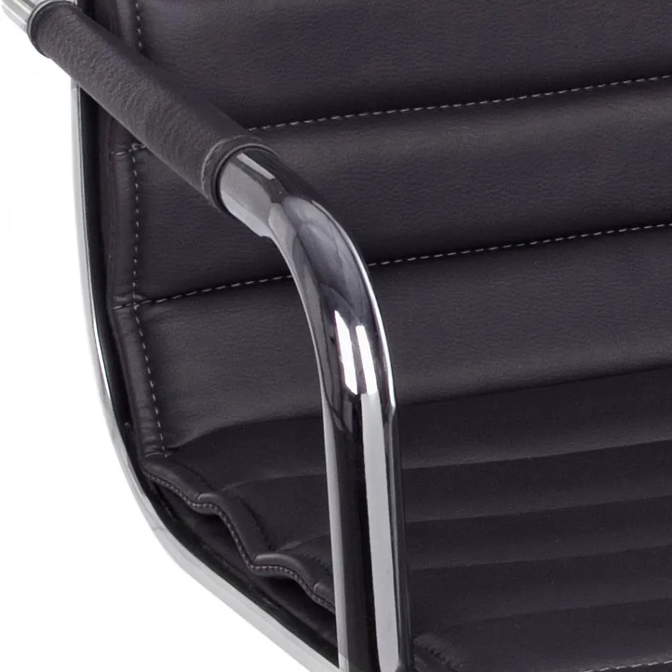 Ergonomisk kontorsfåtölj med armstöd i stål och konstläder - Mantica Viadurini