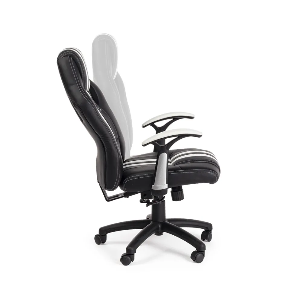 Vridbar liggande kontorsfåtölj i ekologiskt läder och nylon 2 färger - Saronno Viadurini