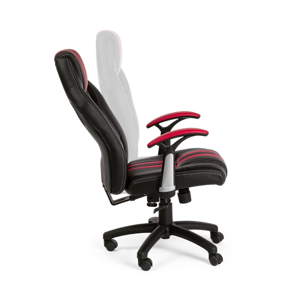 Vridbar liggande kontorsfåtölj i ekologiskt läder och nylon 2 färger - Saronno Viadurini