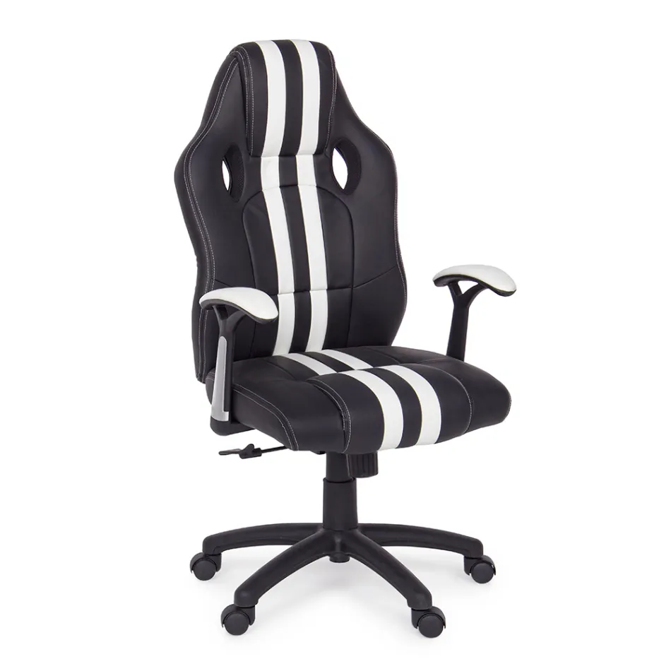 Vridbar liggande kontorsfåtölj i ekologiskt läder och nylon 2 färger - Saronno Viadurini