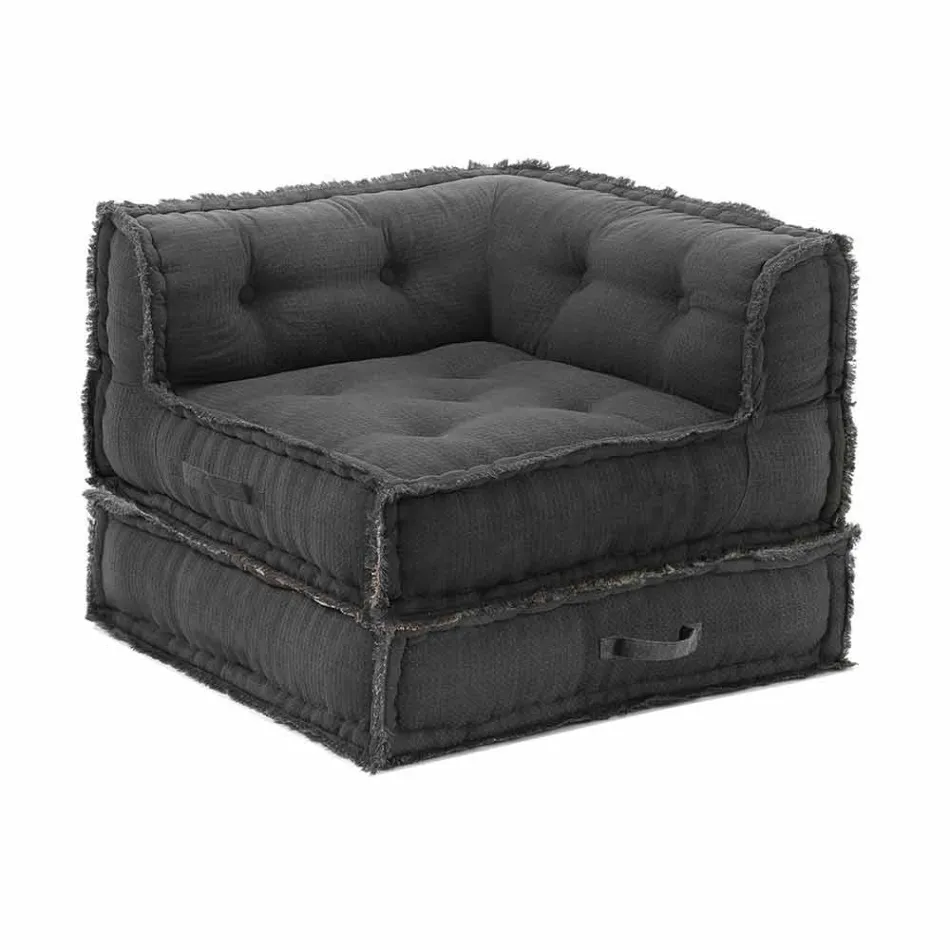 Corner Chaise Longue fåtölj i grå, grön eller blå bomull - fiber Viadurini