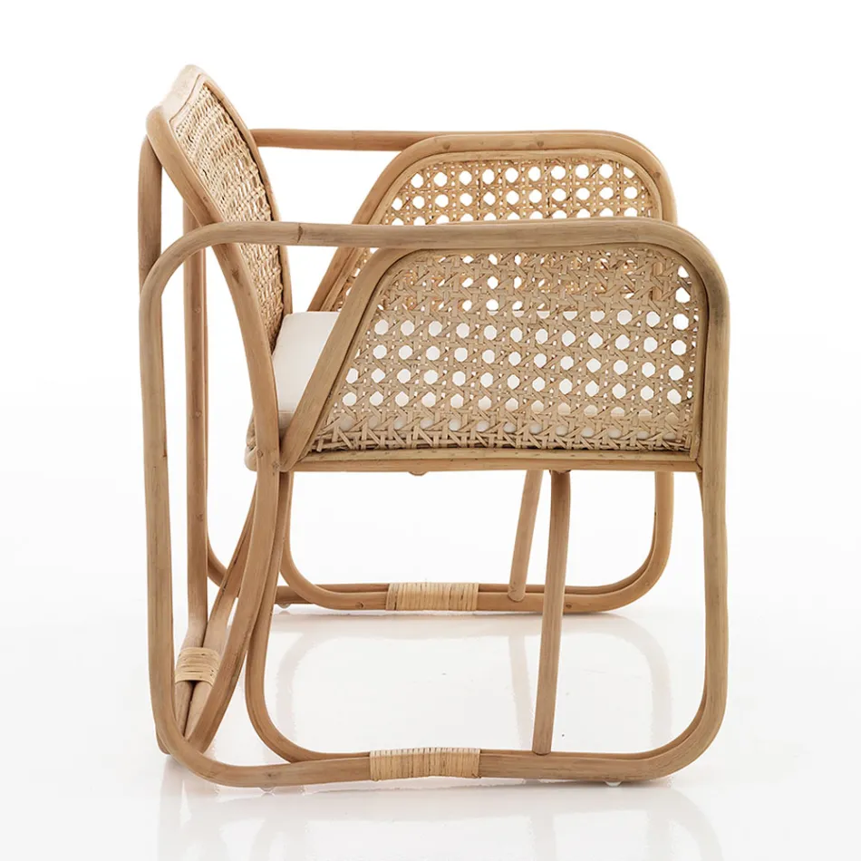 Utomhus och inomhus Rottingfåtölj och Saia Tygkuddar - Voir Viadurini