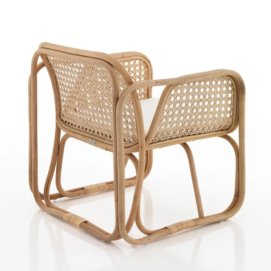 Utomhus och inomhus Rottingfåtölj och Saia Tygkuddar - Voir Viadurini