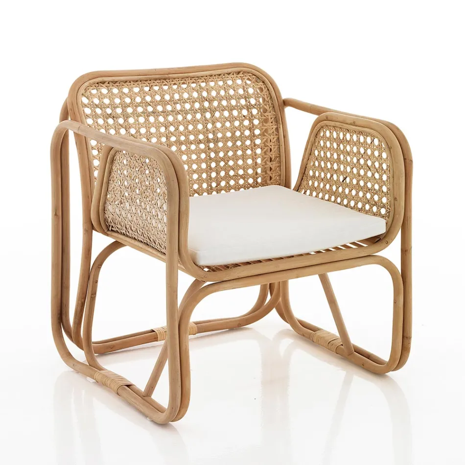 Utomhus och inomhus Rottingfåtölj och Saia Tygkuddar - Voir Viadurini