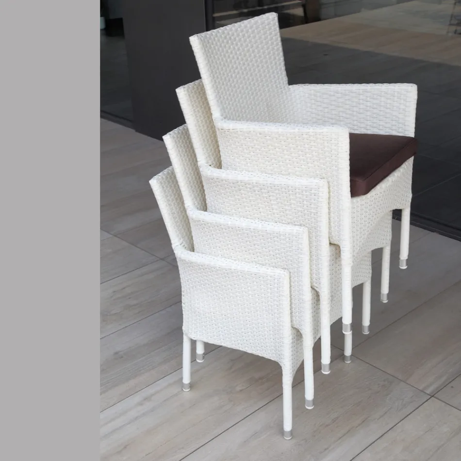 Stapelbar utomhusstol i flätad aluminium - Bruma Viadurini