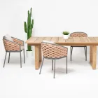 Utomhusfåtölj i aluminium och handvävt Olefiltyg - Reda Viadurini