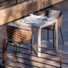 Utomhusfåtölj i aluminium och handvävt Olefiltyg - Reda Viadurini