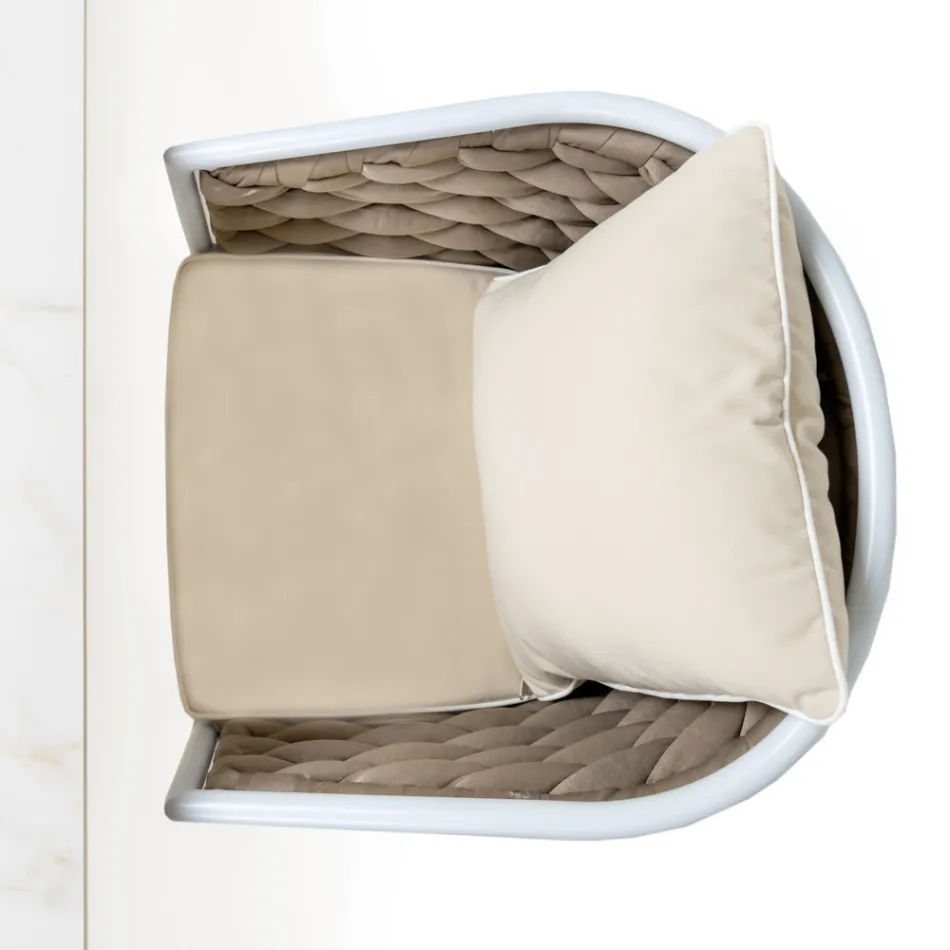 Utomhusfåtölj i aluminium och handvävt Olefiltyg - Reda Viadurini