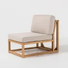 Utomhusfåtölj i naturlig teak och kuddar - Circe Viadurini
