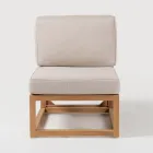 Utomhusfåtölj i naturlig teak och kuddar - Circe Viadurini