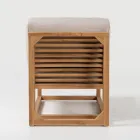 Utomhusfåtölj i naturlig teak och kuddar - Circe Viadurini
