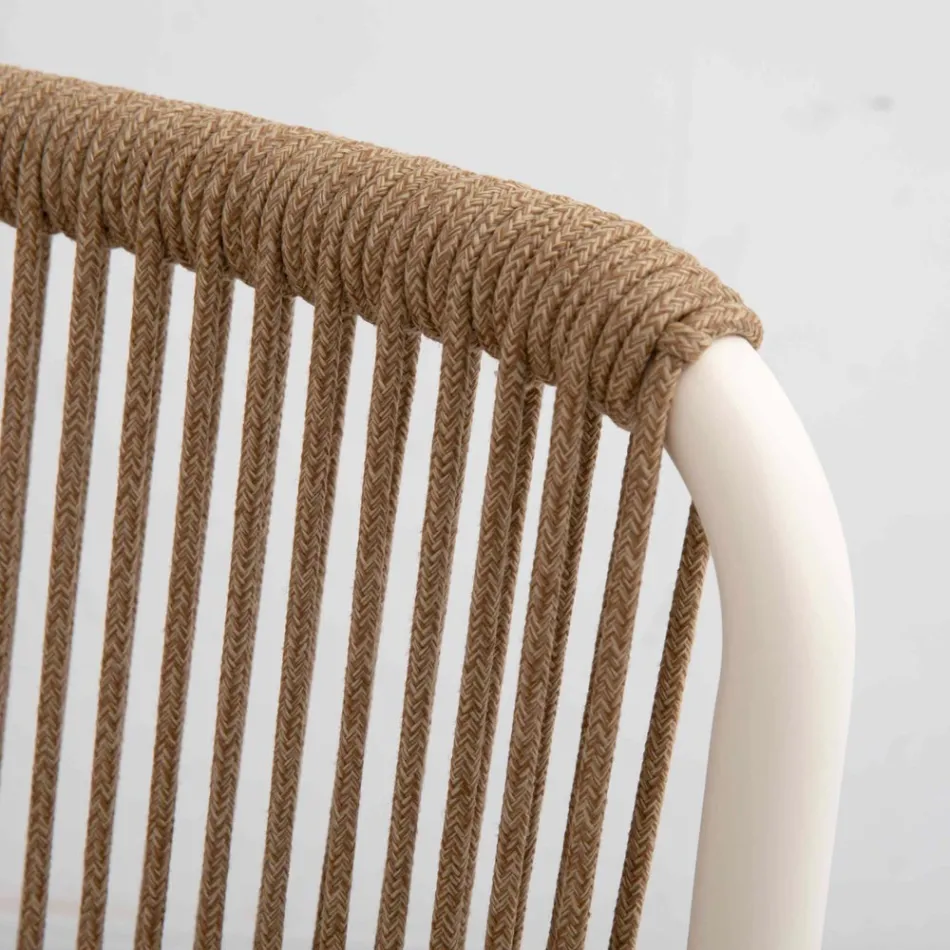 Utomhusfåtölj av beige aluminium och Terra Rope - Luxe Viadurini