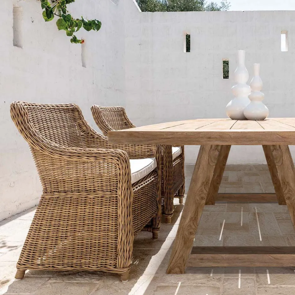 Trädgårdsfåtölj i syntetfiberväv Made in Italy - Tillie Viadurini