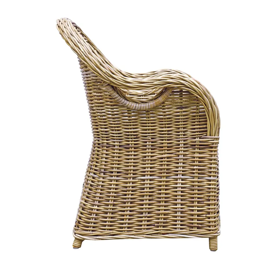 Trädgårdsfåtölj gjord av trä och fiber i grå Kubu - Lido Viadurini